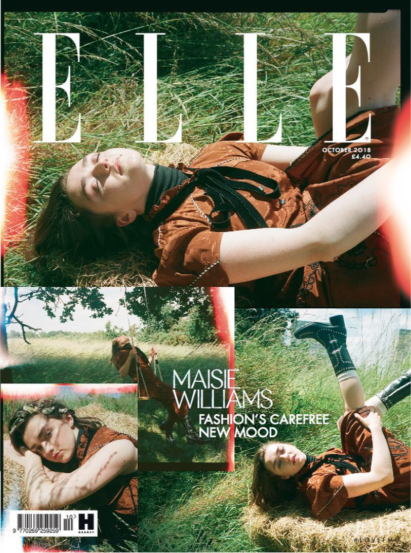 Maisie Williams featured on the Elle UK cover from October 2018