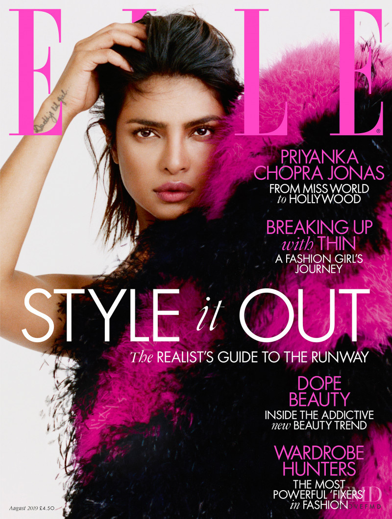 Priyanka Chopra featured on the Elle UK cover from August 2019