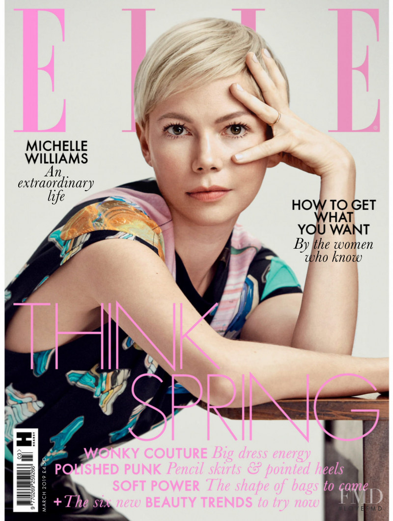 Michelle Williams featured on the Elle UK cover from March 2019