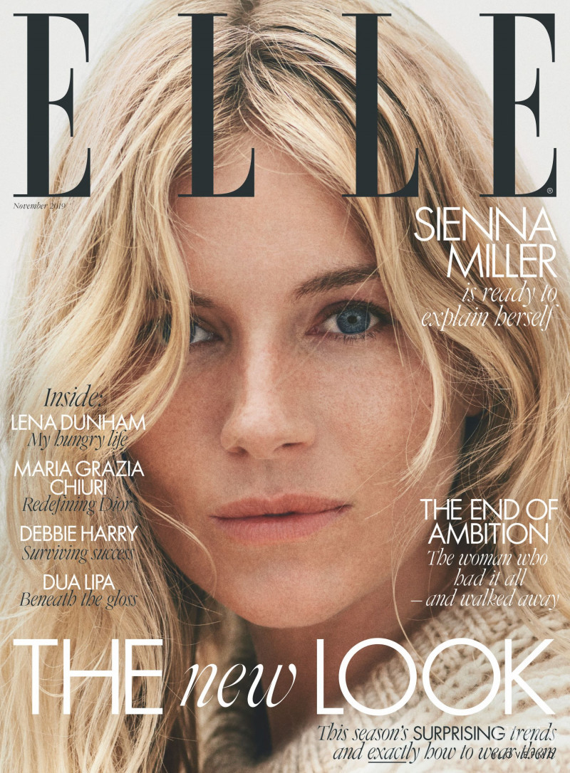 Sienna Miller featured on the Elle UK cover from November 2019