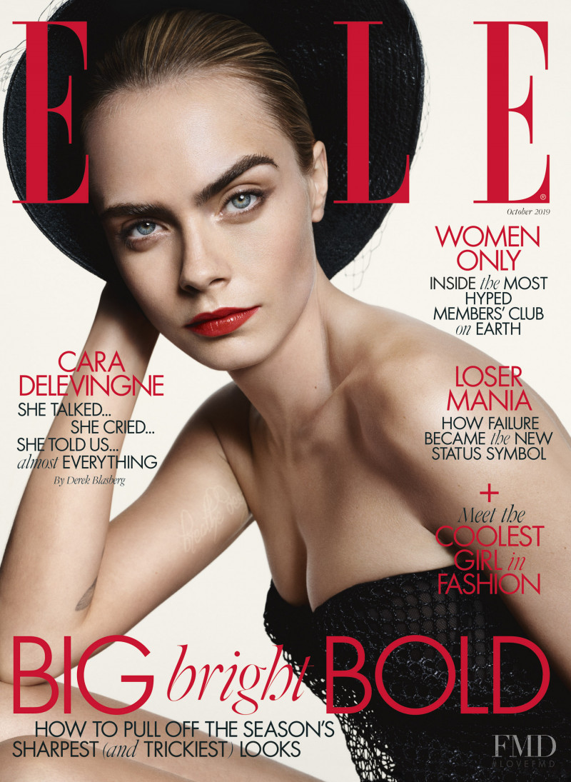 Cara Delevingne featured on the Elle UK cover from October 2019