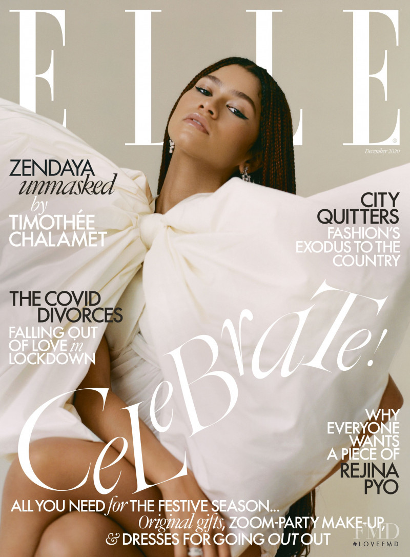 Zendaya featured on the Elle UK cover from December 2020