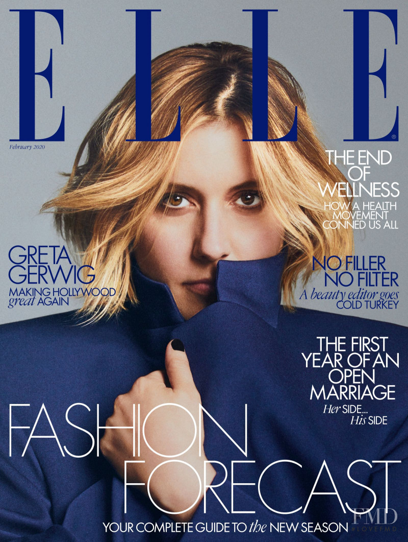 Greta Gerwig featured on the Elle UK cover from February 2020