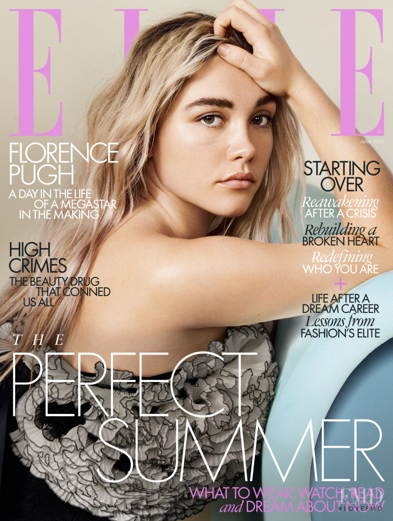 Florence Pugh featured on the Elle UK cover from June 2020