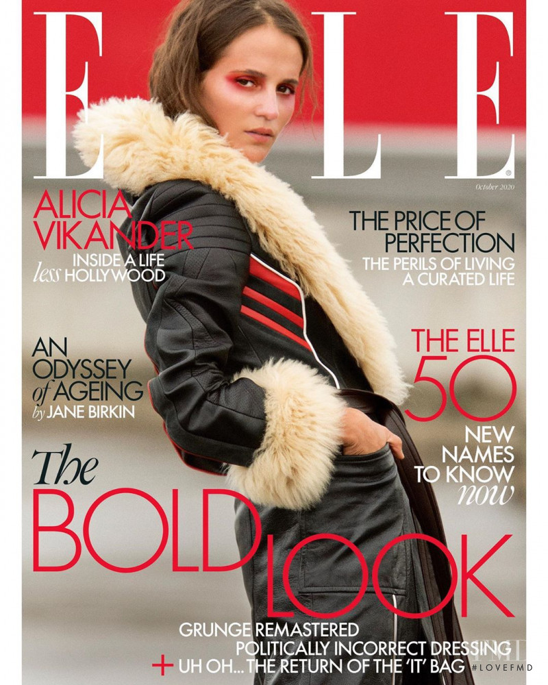 Alicia Vikander featured on the Elle UK cover from October 2020