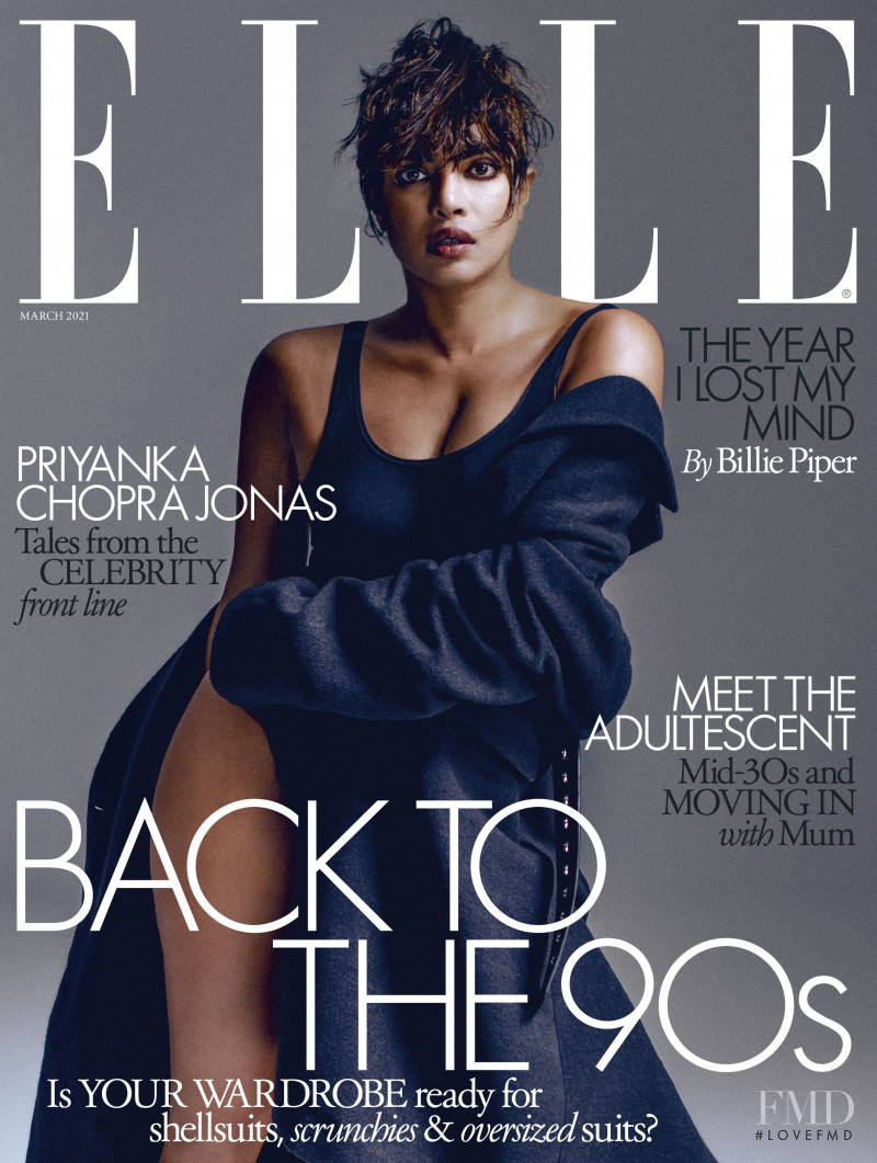 Priyanka Chopra Jonas featured on the Elle UK cover from March 2021