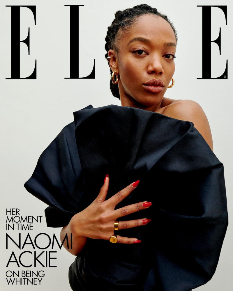 Naomi Ackie featured on the Elle UK cover from December 2022