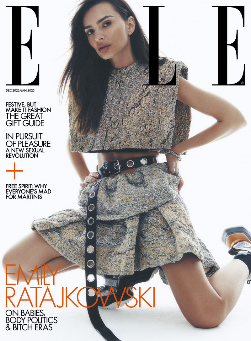 Emily Ratajkowski featured on the Elle UK cover from December 2022