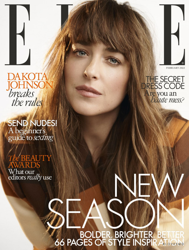 Dakota Johnson featured on the Elle UK cover from February 2022