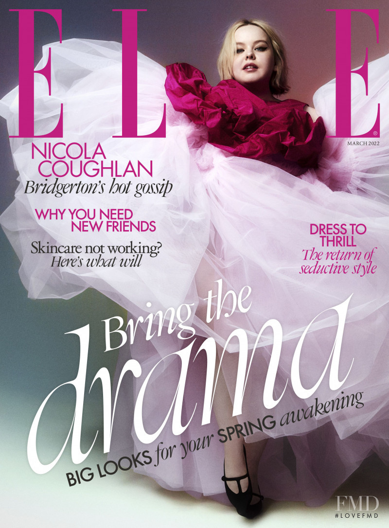 Nicola Coughlan featured on the Elle UK cover from March 2022