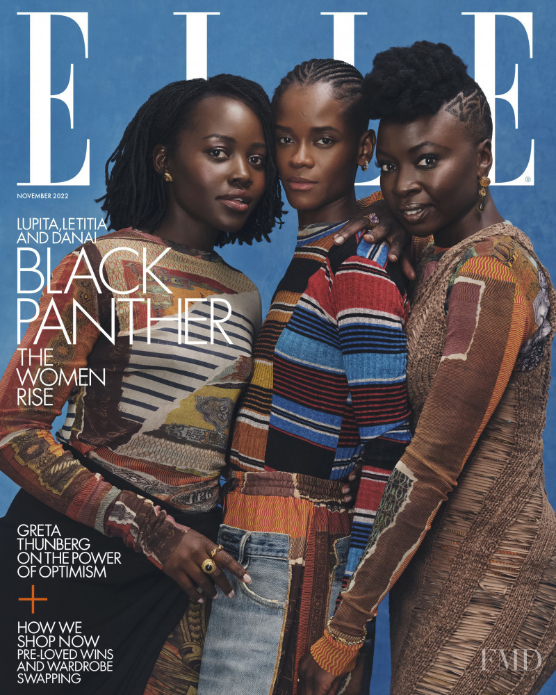 Lupita Nyong’o, Letitia Wright & Danai Gurira featured on the Elle UK cover from November 2022