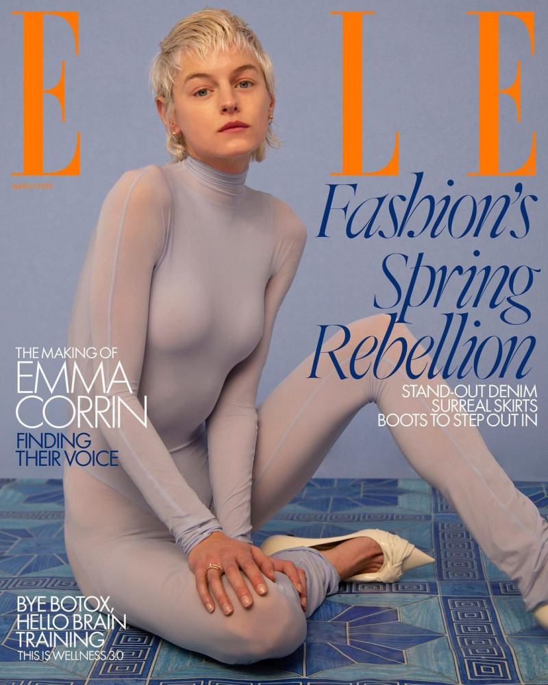 Emma Corrin featured on the Elle UK cover from March 2023