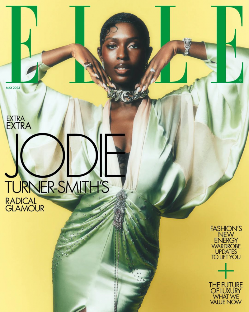 Jodie Turner-Smith featured on the Elle UK cover from May 2023
