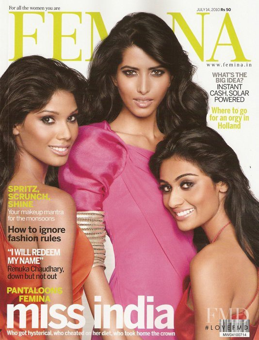 Nicole Faria, Manasvi Mamgai, Neha Hinge featured on the Femina India cover from July 2010