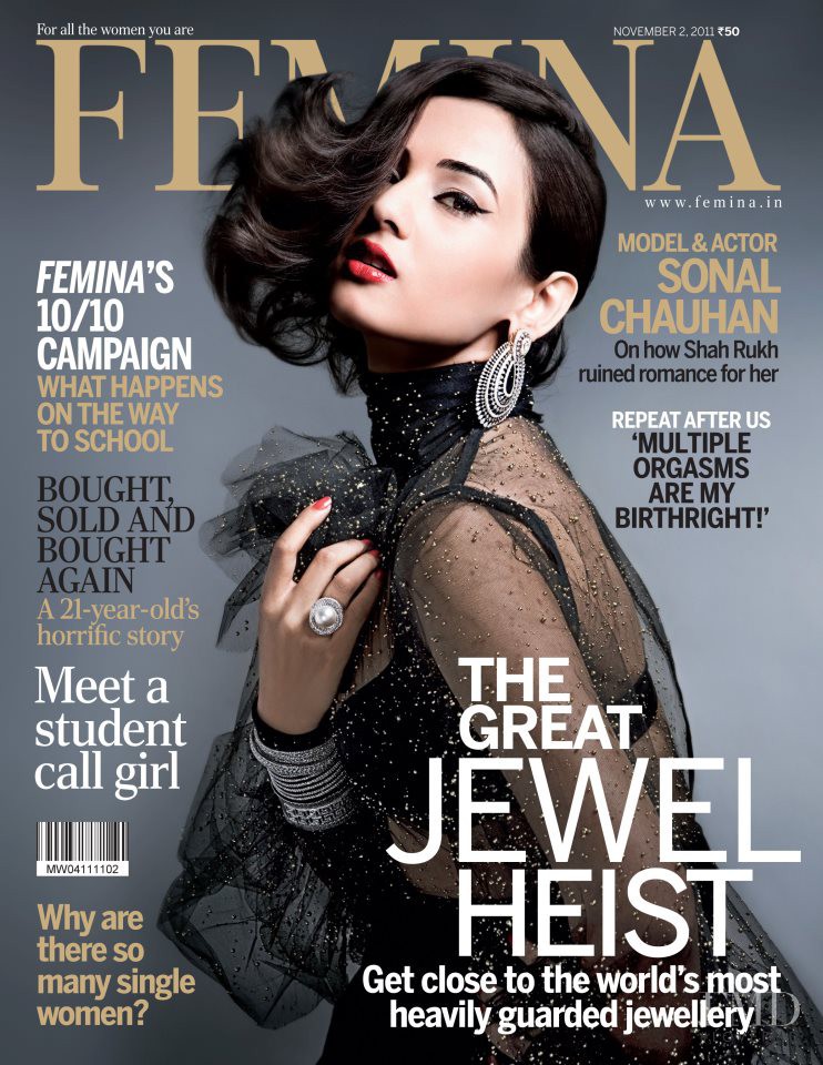 Sonal Chauhan featured on the Femina India cover from November 2011