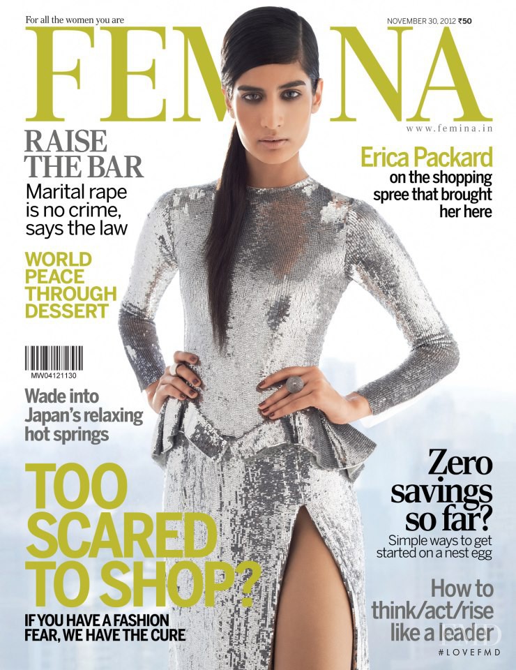 Erika Packard featured on the Femina India cover from November 2012
