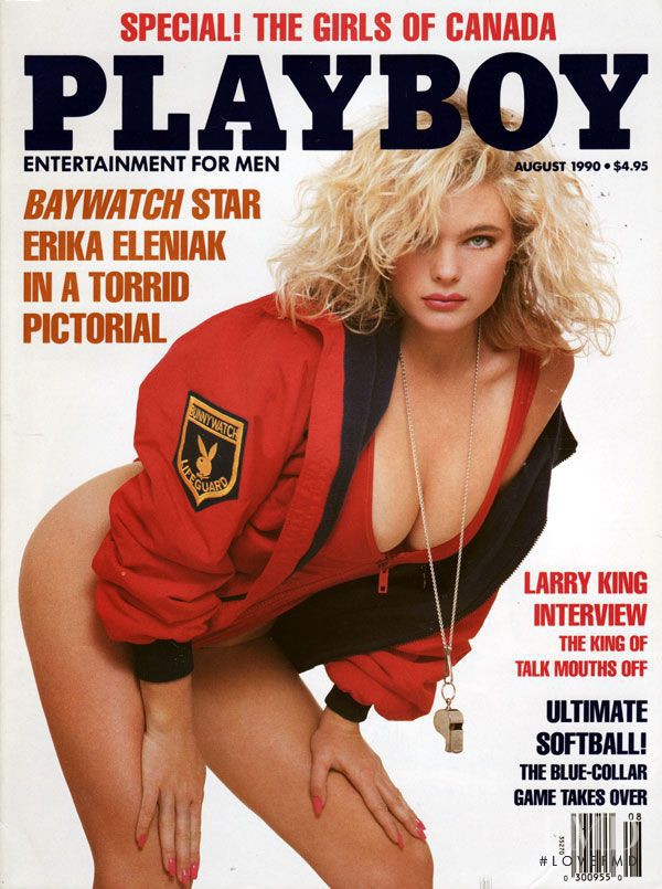 Erika Eleniak featured on the Playboy USA cover from August 1990
