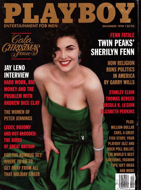 Sherilyn Fenn featured on the Playboy USA cover from December 1990