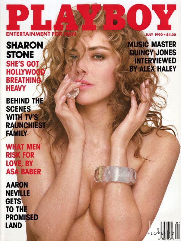 Sharon Stone featured on the Playboy USA cover from July 1990