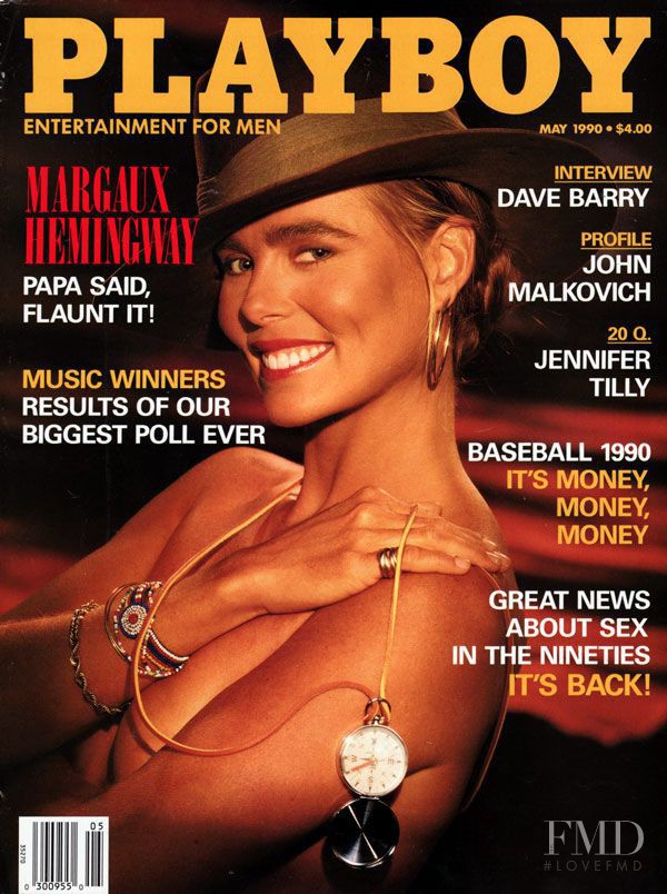 Margaux Hemingway featured on the Playboy USA cover from May 1990