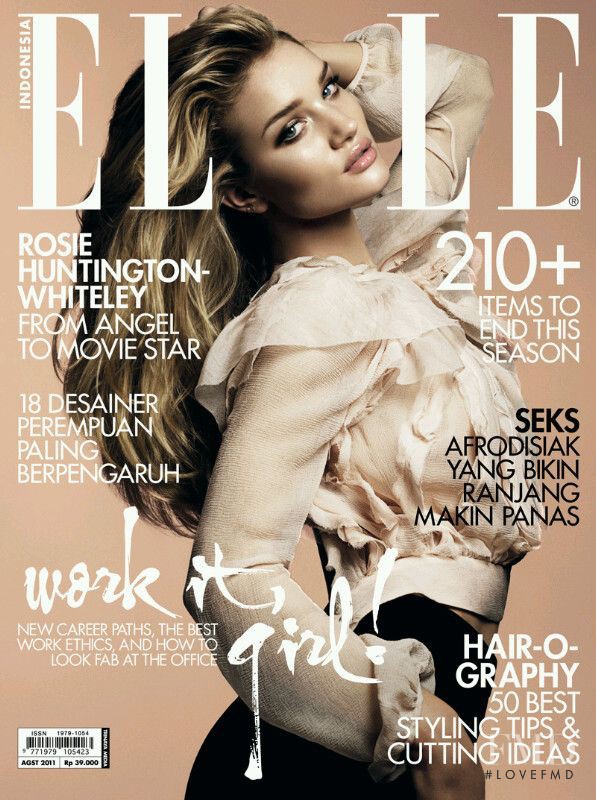 Rosie Huntington-Whiteley featured on the Elle Indonesia cover from August 2011