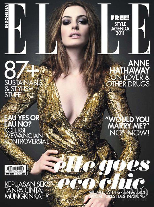 Anne Hathaway featured on the Elle Indonesia cover from January 2011