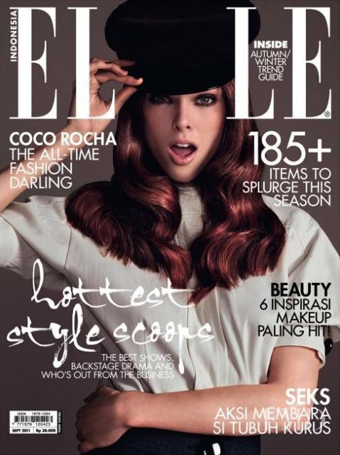 Coco Rocha featured on the Elle Indonesia cover from September 2011