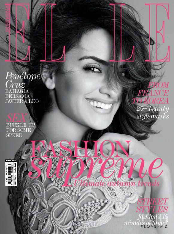 Penélope Cruz featured on the Elle Indonesia cover from September 2012