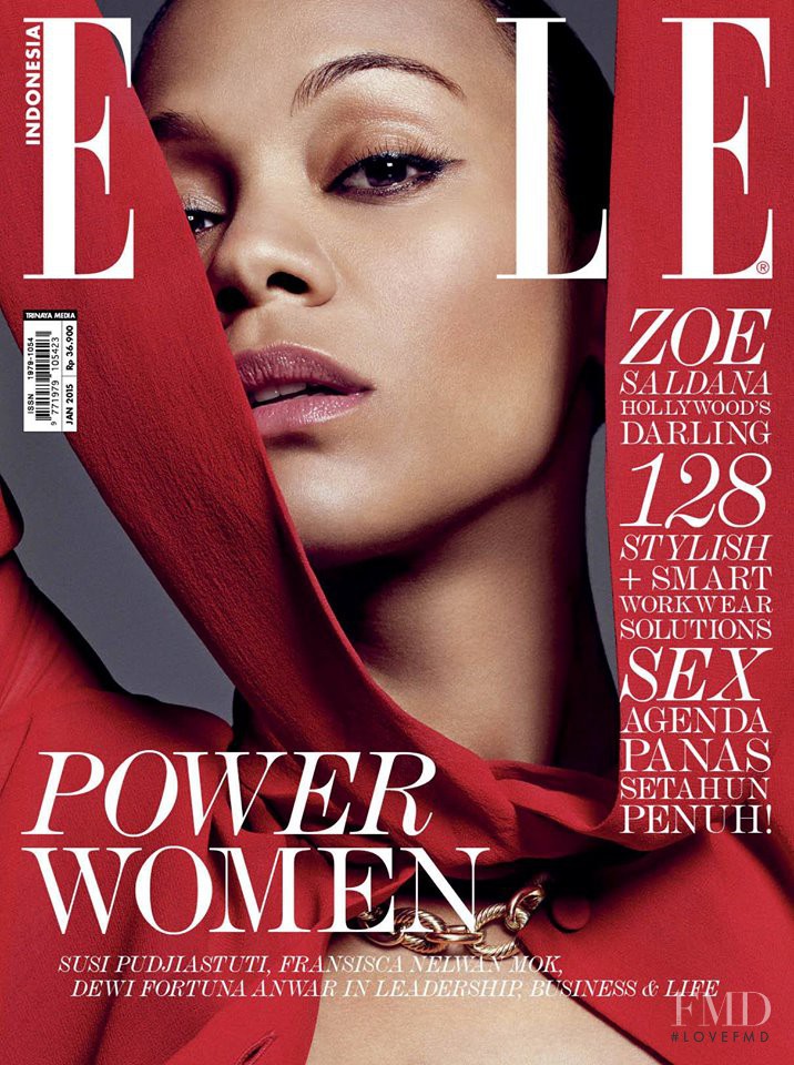 Zoe Saldana featured on the Elle Indonesia cover from January 2015