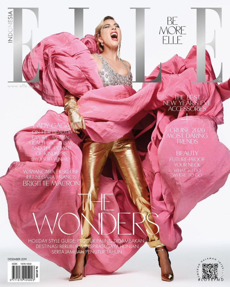 Lady Gaga featured on the Elle Indonesia cover from December 2019