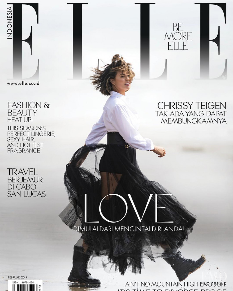 Christine Teigen featured on the Elle Indonesia cover from February 2019