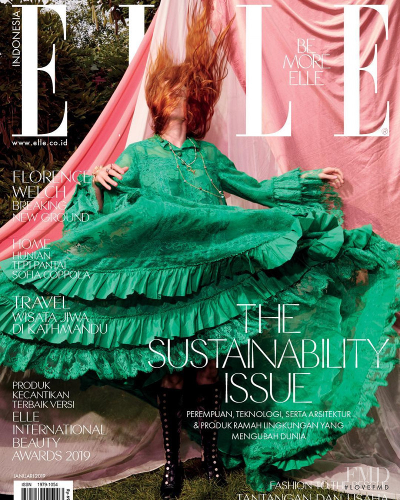 Florence Welch featured on the Elle Indonesia cover from January 2019