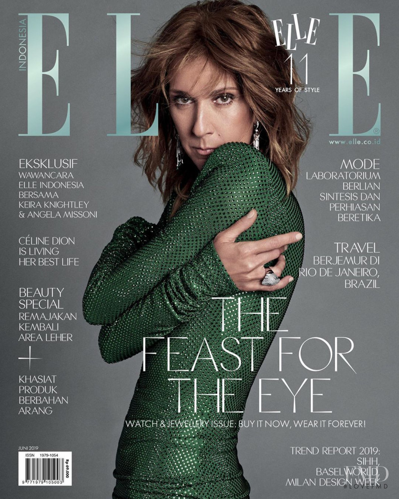 Celine Dion featured on the Elle Indonesia cover from June 2019