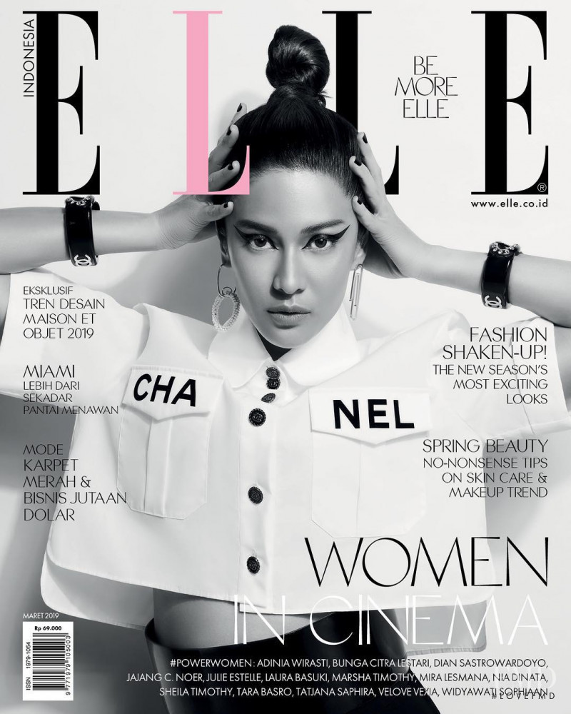 Dian Sastrowardoyo featured on the Elle Indonesia cover from March 2019
