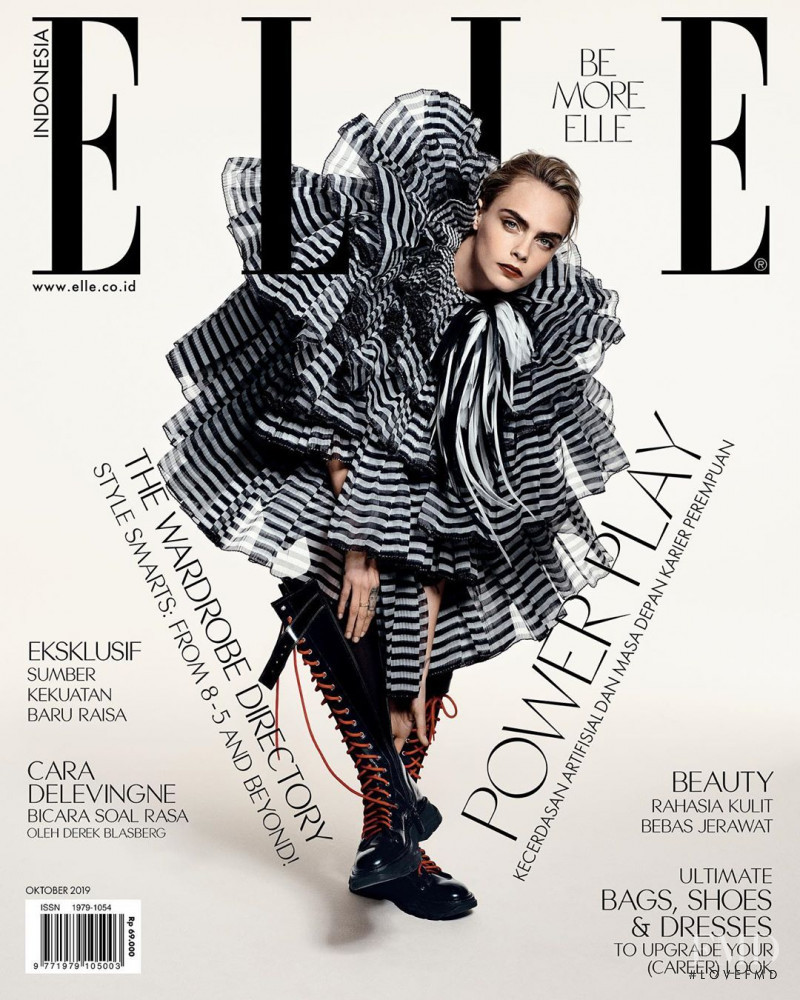 Cara Delevingne featured on the Elle Indonesia cover from October 2019