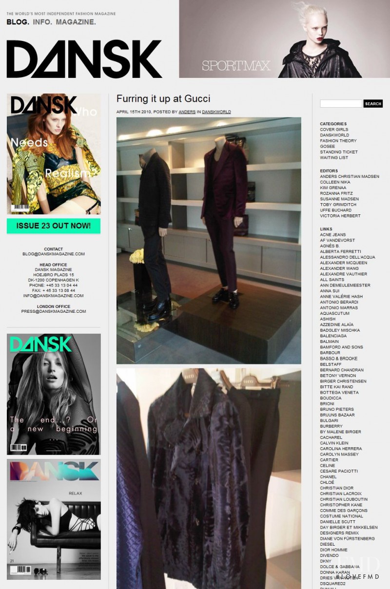  featured on the DANSKMagazine.cpm screen from April 2010