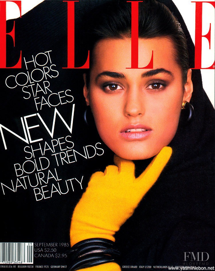 Yasmin Le Bon featured on the Elle USA cover from September 1985