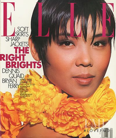 Jun Kano featured on the Elle USA cover from April 1988