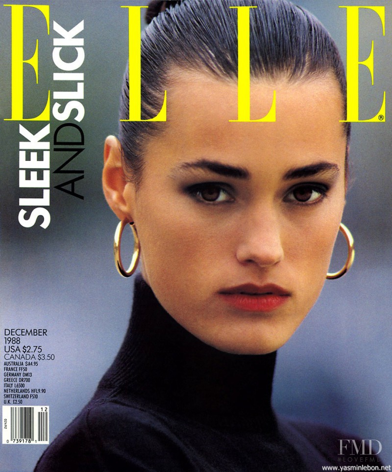 Yasmin Le Bon featured on the Elle USA cover from December 1988