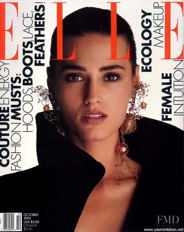 Yasmin Le Bon featured on the Elle USA cover from October 1990