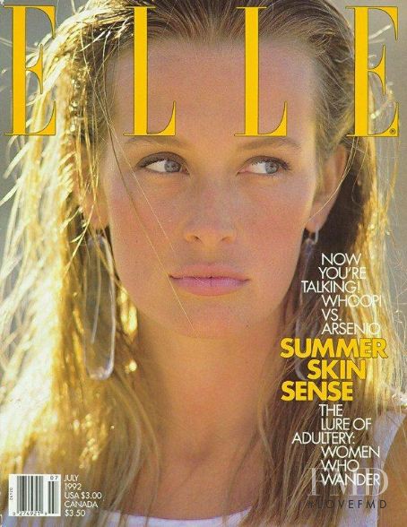 Estelle Hallyday (Lefebure) featured on the Elle USA cover from July 1992