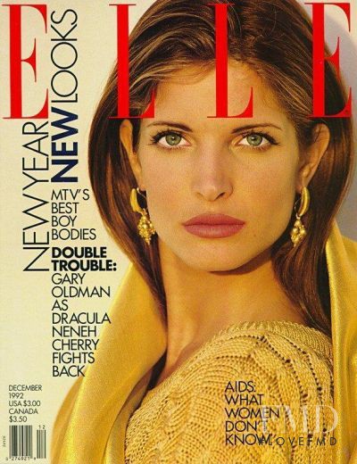 Stephanie Seymour featured on the Elle USA cover from March 1992
