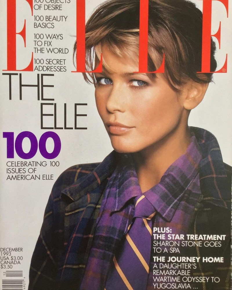 Claudia Schiffer featured on the Elle USA cover from December 1993