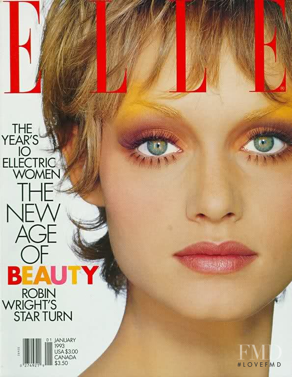 Amber Valletta featured on the Elle USA cover from January 1993