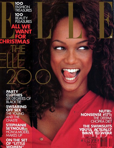 Tyra Banks featured on the Elle USA cover from December 1994