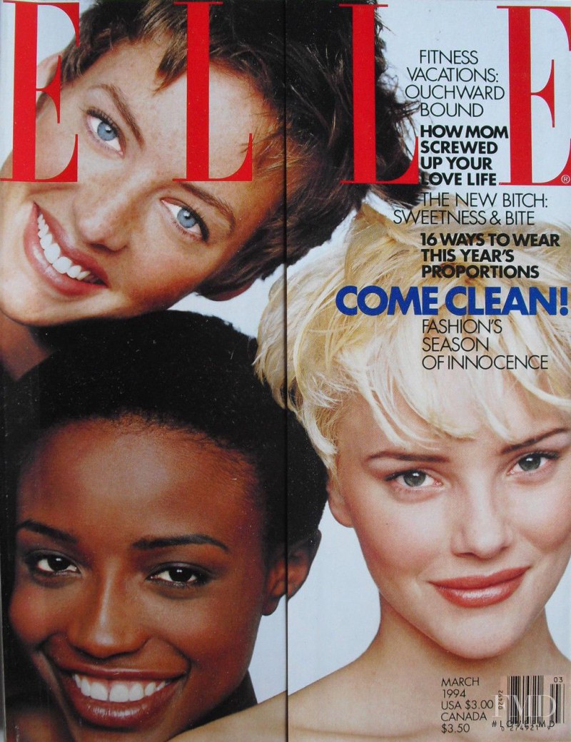 Avalon Hodges, Jaime Rishar, Lorraine Pascale featured on the Elle USA cover from March 1994