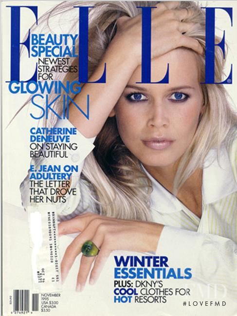 Claudia Schiffer featured on the Elle USA cover from November 1995