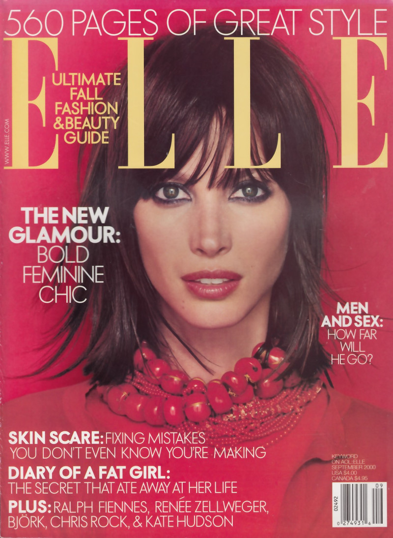 Christy Turlington featured on the Elle USA cover from September 2000