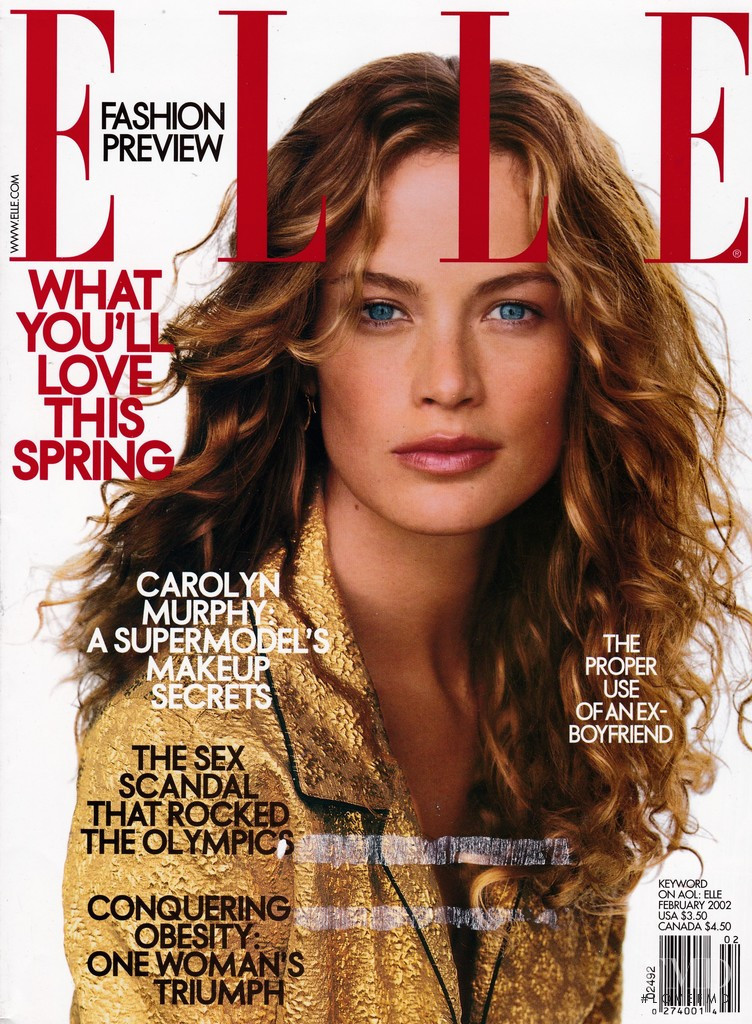 Carolyn Murphy featured on the Elle USA cover from February 2002