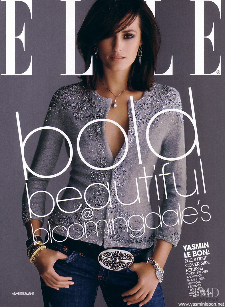 Yasmin Le Bon featured on the Elle USA cover from October 2005